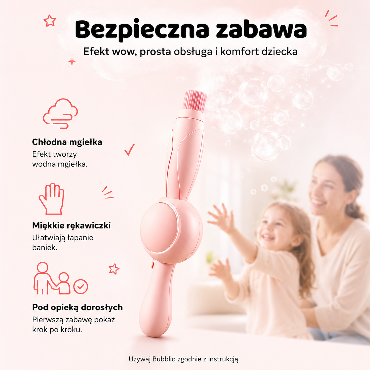 Infografika pokazująca bezpieczeństwo zabawy Bubblio